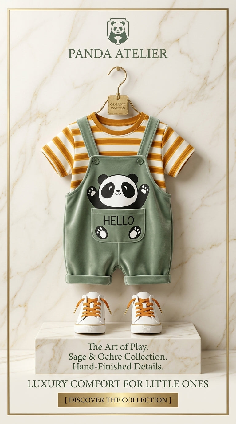 Panda Hello Premium Dungaree Set