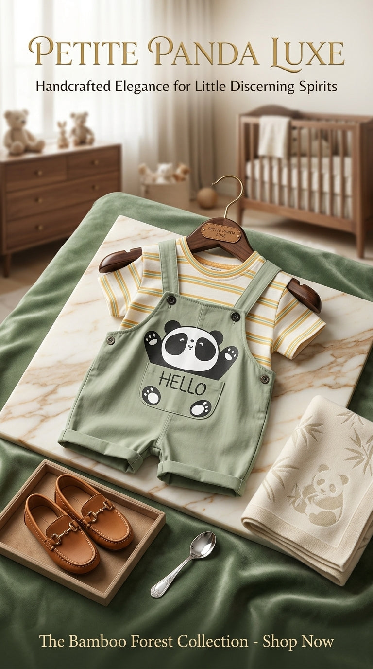 Panda Hello Premium Dungaree Set