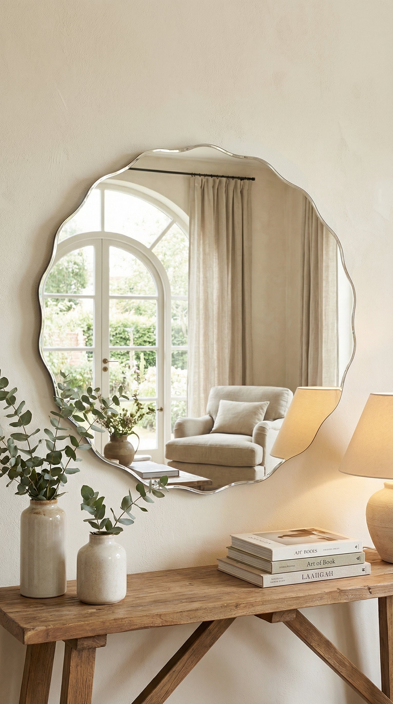 12 Inch Irregular Wave Wall Mirror – Elegant Modern Decorative Mirror for Living Room, Bedroom & Entryway