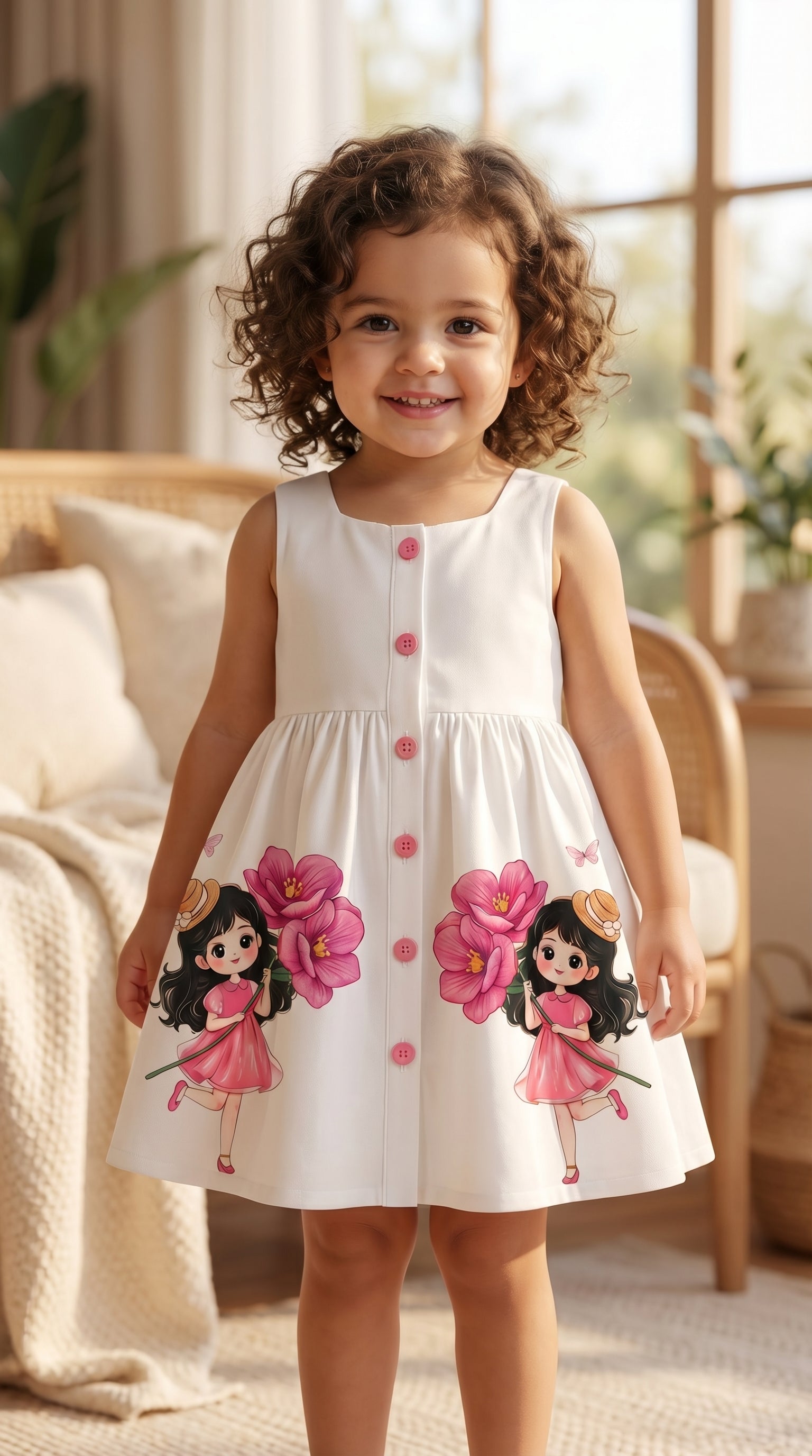 Cute Fairy Print Cotton Summer Frock for Baby Girls | Soft & Stylish Dress