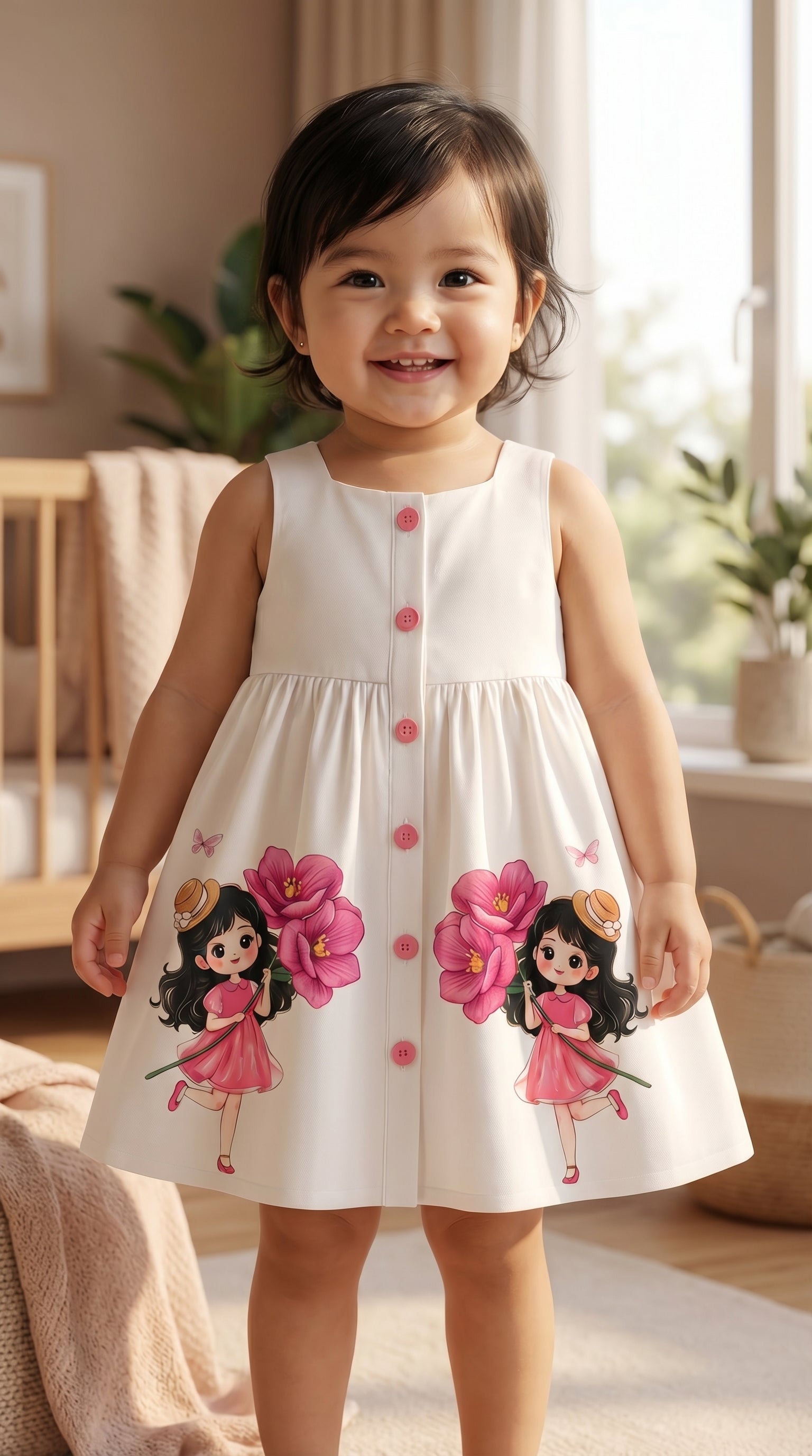 Cute Fairy Print Cotton Summer Frock for Baby Girls | Soft & Stylish Dress