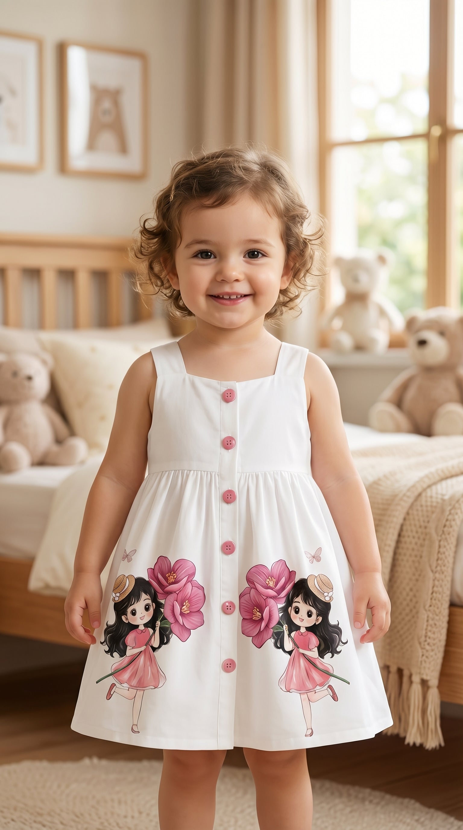 Cute Fairy Print Cotton Summer Frock for Baby Girls | Soft & Stylish Dress