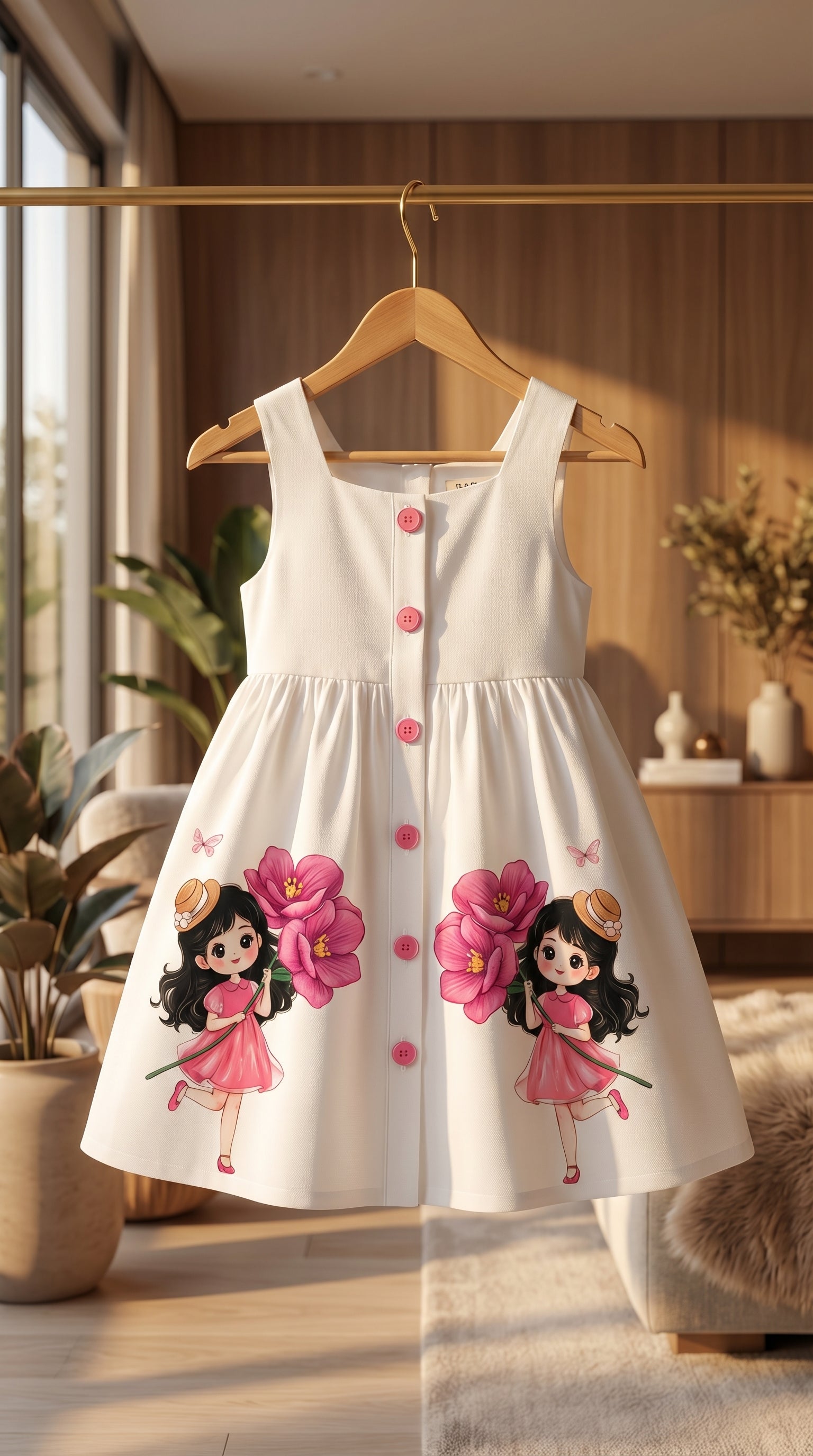 Cute Fairy Print Cotton Summer Frock for Baby Girls | Soft & Stylish Dress