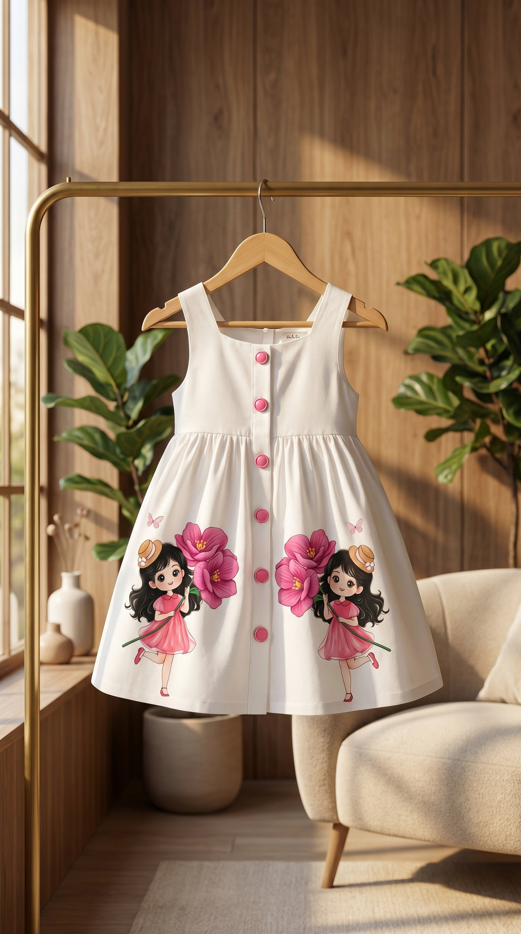 Cute Fairy Print Cotton Summer Frock for Baby Girls | Soft & Stylish Dress