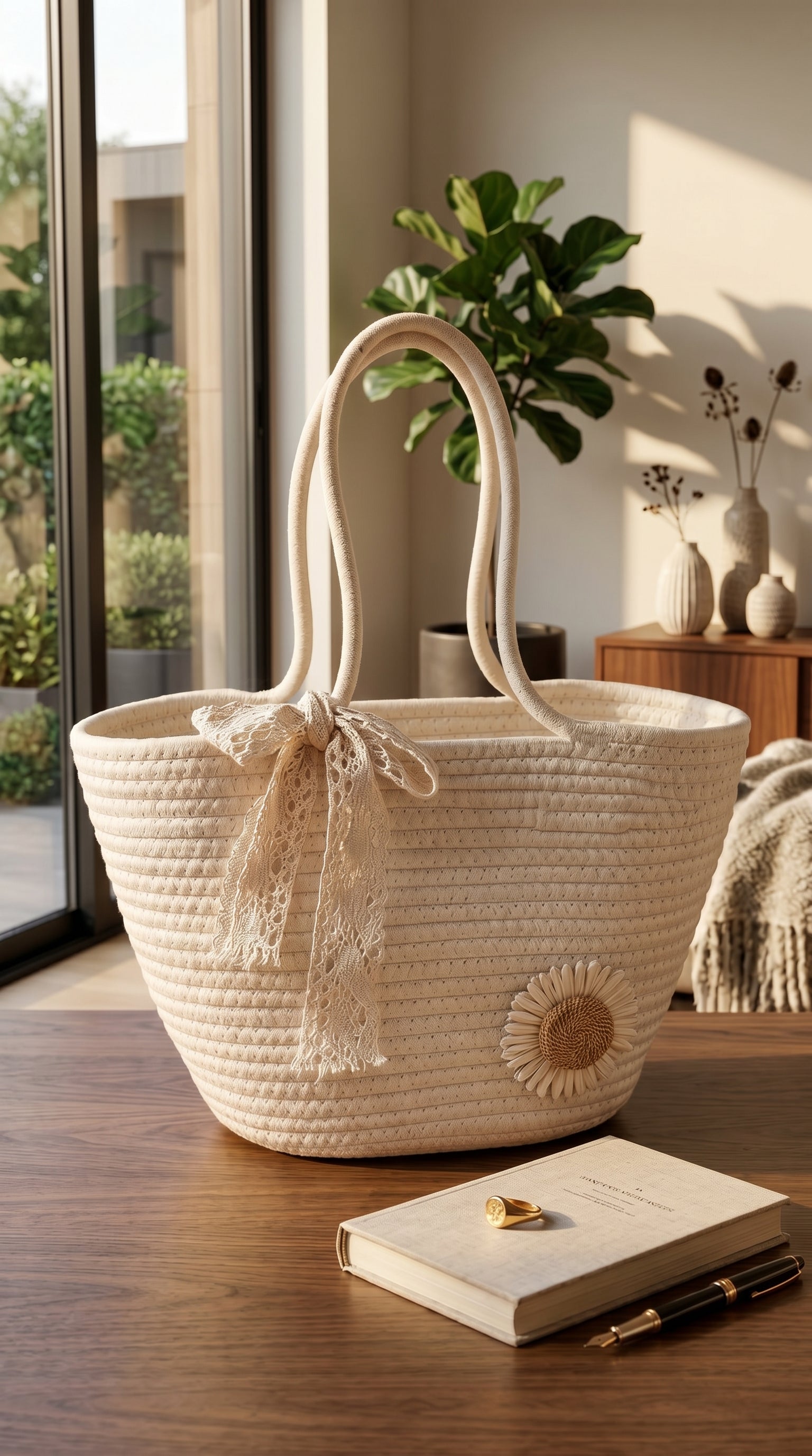 “Boho Daisy Handwoven Bag – Carry Summer Wherever You Go”