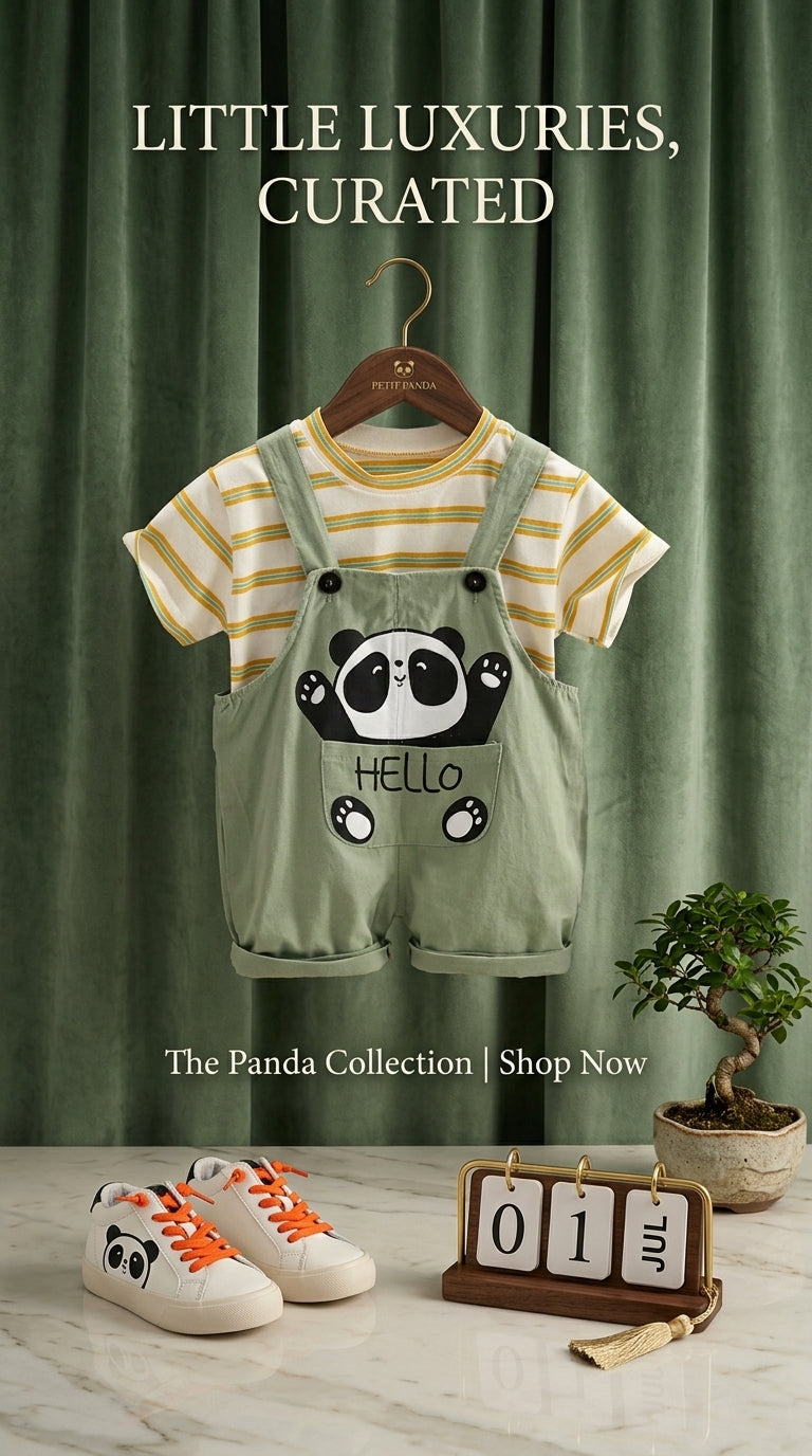 Panda Hello Premium Dungaree Set