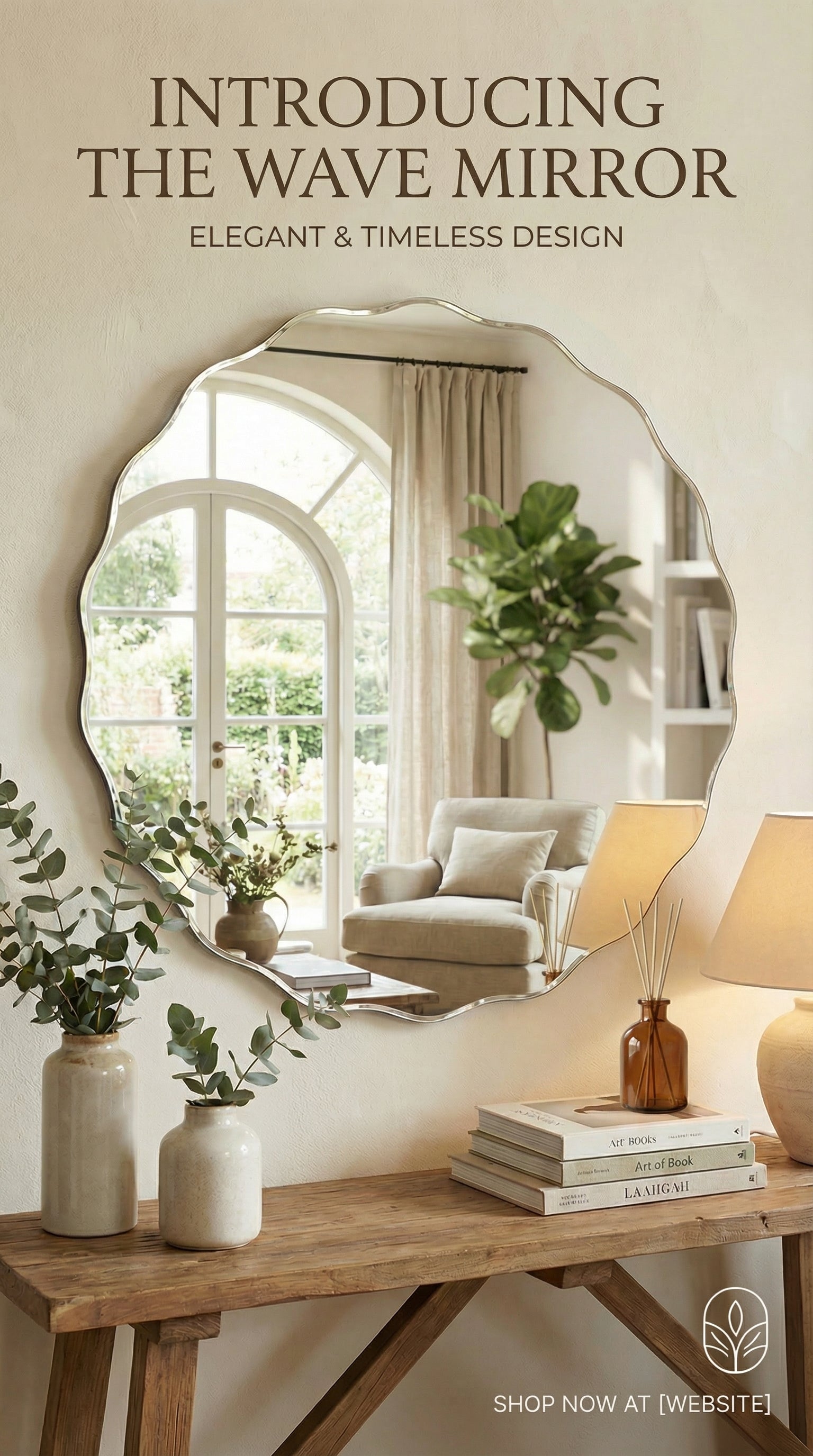 12 Inch Irregular Wave Wall Mirror – Elegant Modern Decorative Mirror for Living Room, Bedroom & Entryway