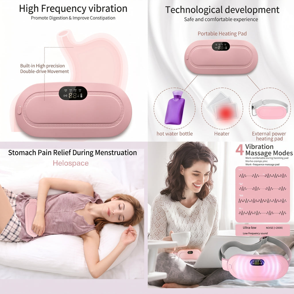 Period Pain Relief Heating Belt with Massager | USB Rechargeable Menstrual Cramp Relief Device