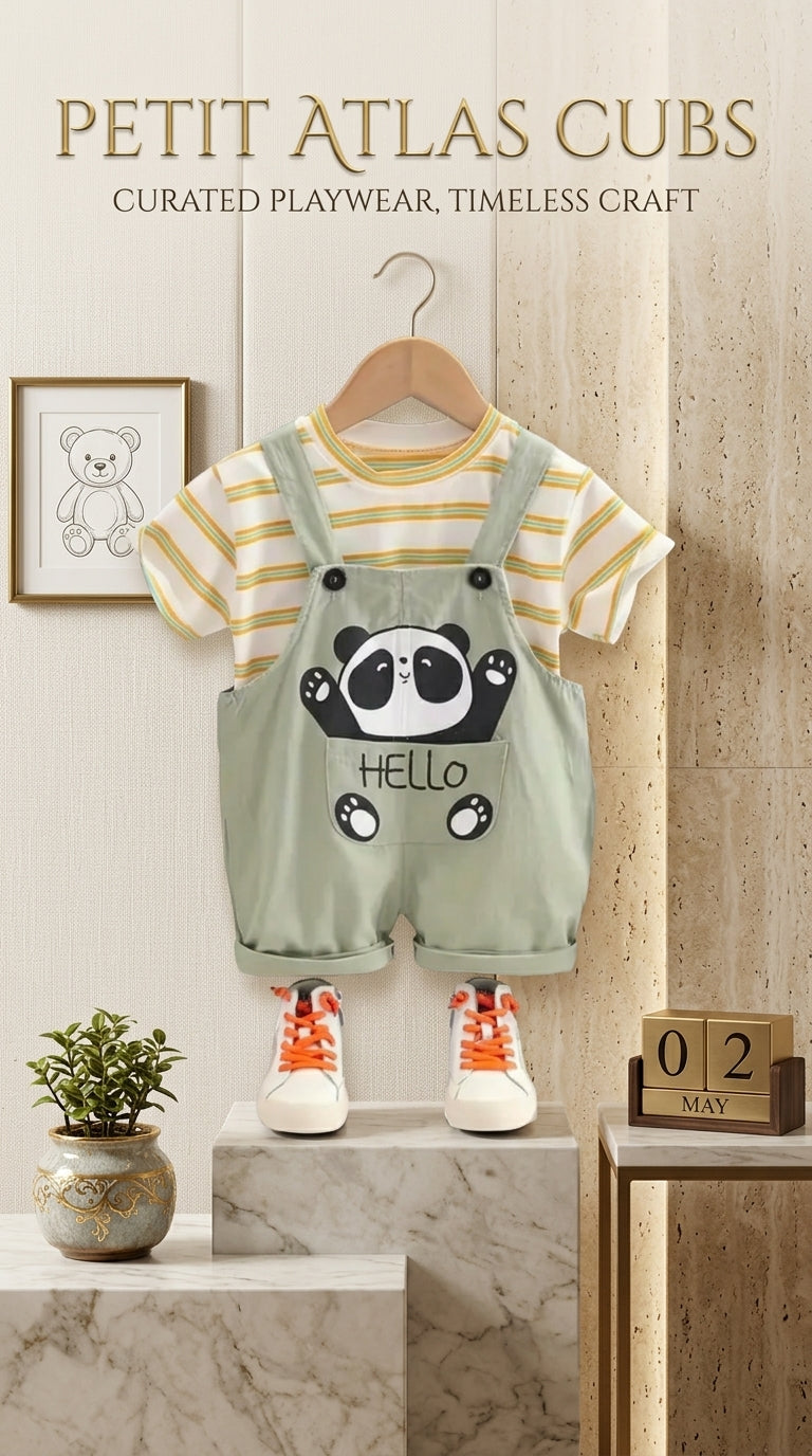 Panda Hello Premium Dungaree Set