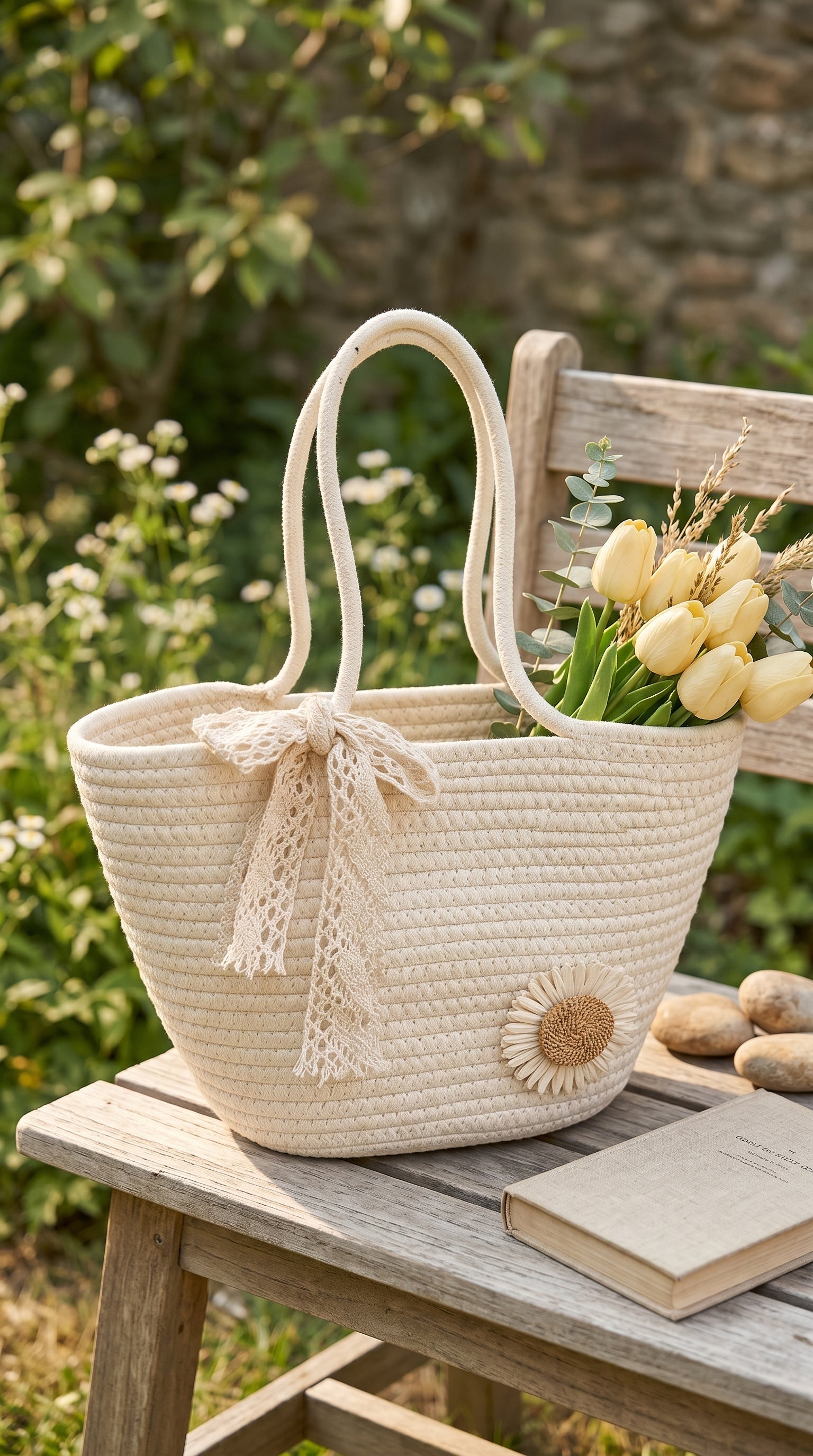 “Boho Daisy Handwoven Bag – Carry Summer Wherever You Go”