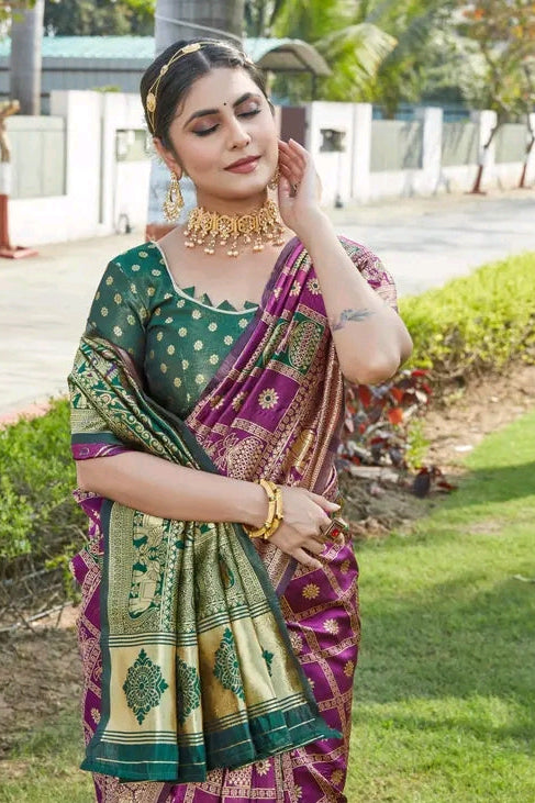 Royal Zari Woven Cotton Silk Saree – Wedding & Festive Traditional Wear with Running Blouse