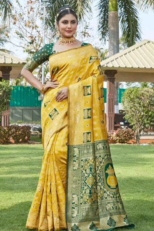 Royal Zari Woven Cotton Silk Saree – Wedding & Festive Traditional Wear with Running Blouse