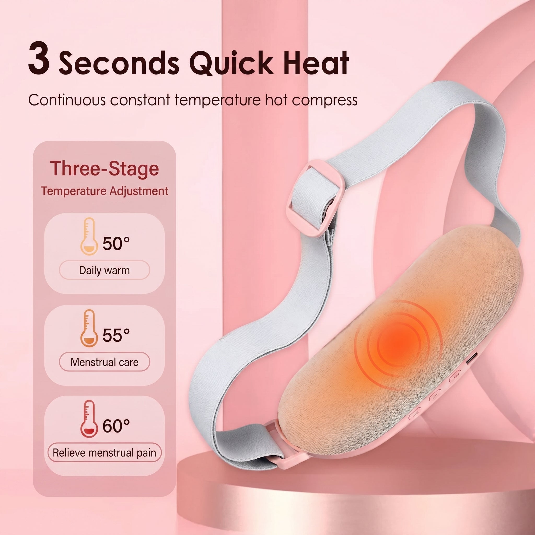 Period Pain Relief Heating Belt with Massager | USB Rechargeable Menstrual Cramp Relief Device