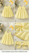 “Sunshine Bow A-Line Dress – Cute Yellow Striped Frock for Little Princess | Soft Cotton Comfort | Festive & Daily Wear”