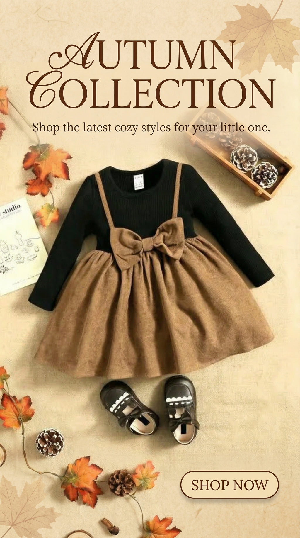 Premium Corduroy Bow Baby Girl Dress with Inner Tee | Soft Winter Frock for Infants & Toddlers